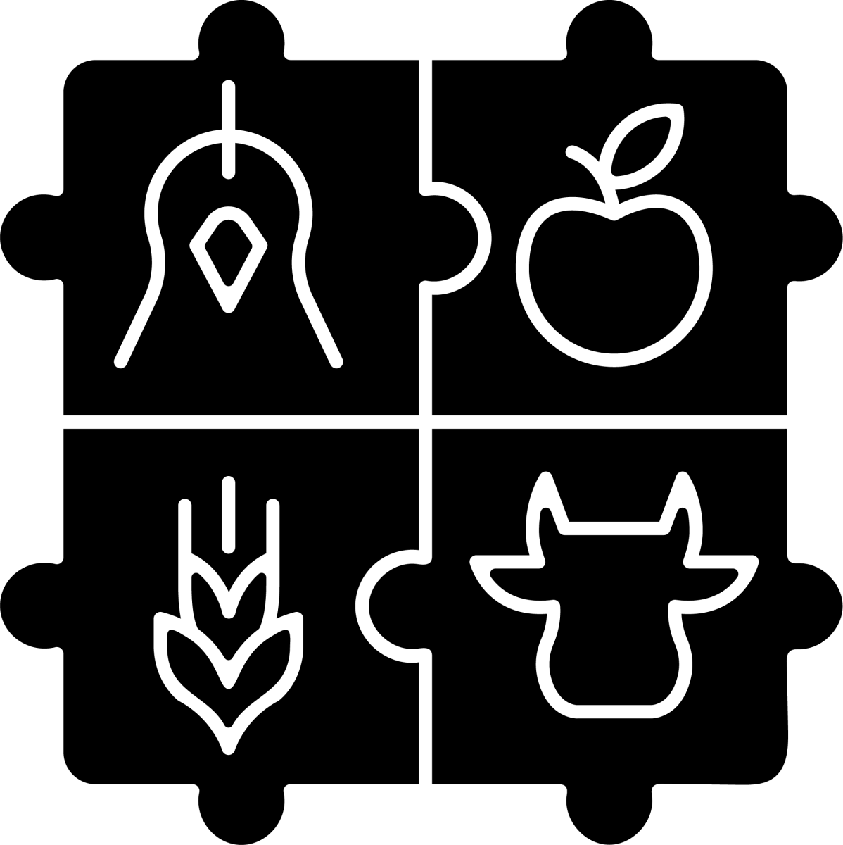 Agriculture related black glyph icons set on white space