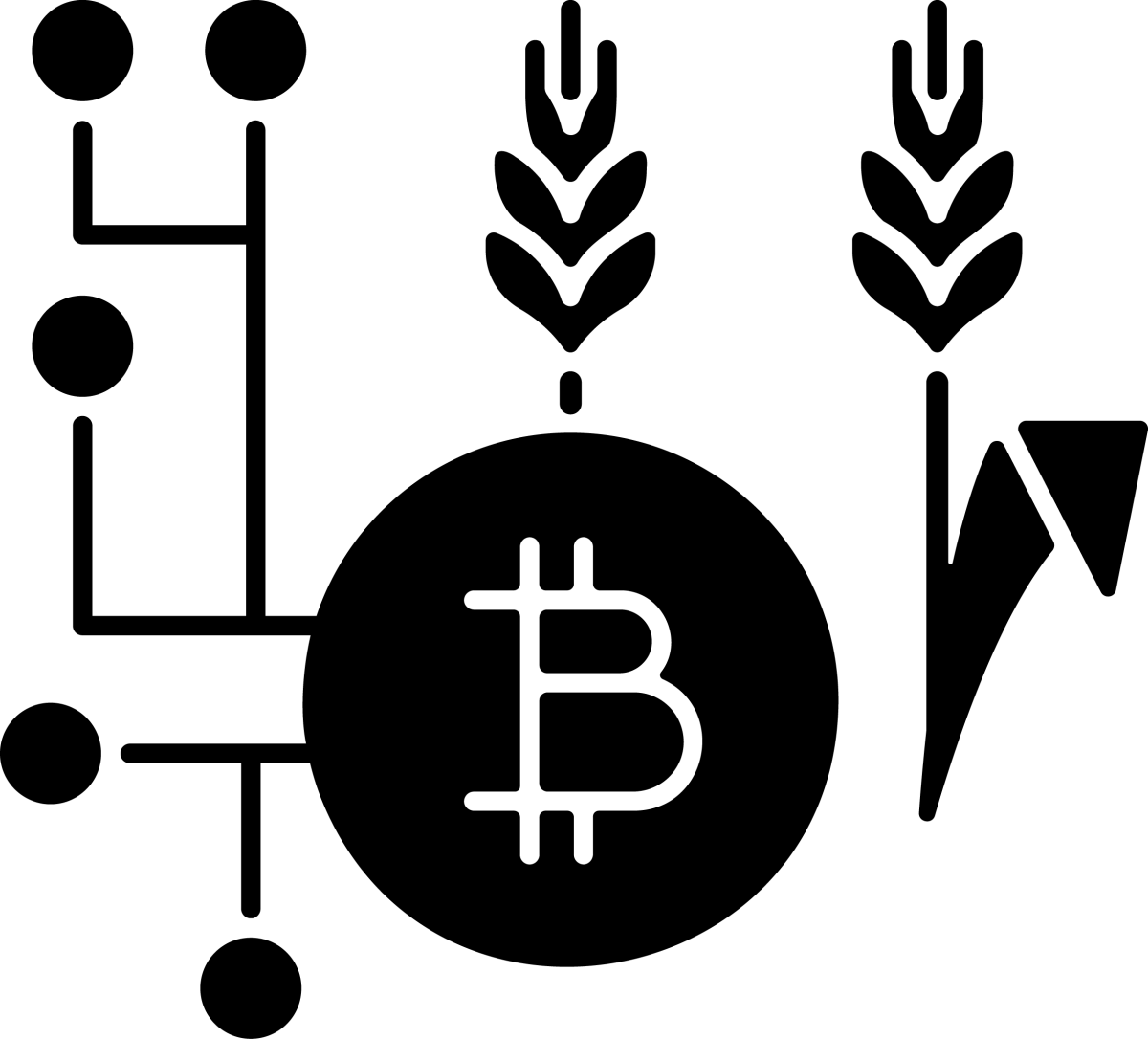Agriculture related black glyph icons set on white space