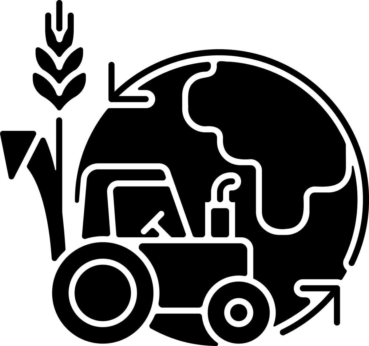 Agriculture related black glyph icons set on white space