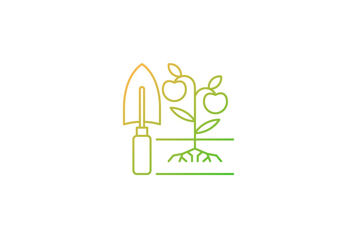 Agriculture related gradient linear vector icons set