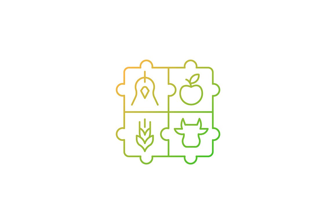 Agriculture related gradient linear vector icons set