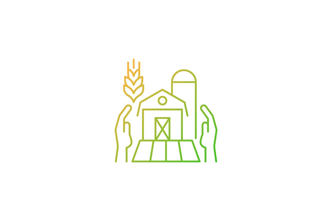 Agriculture related gradient linear vector icons set