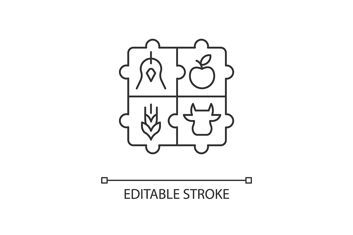Agriculture related linear icons set for dark and light mode
