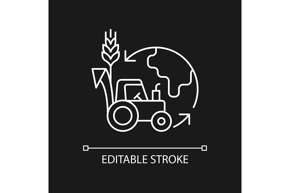 Agriculture related linear icons set for dark and light mode