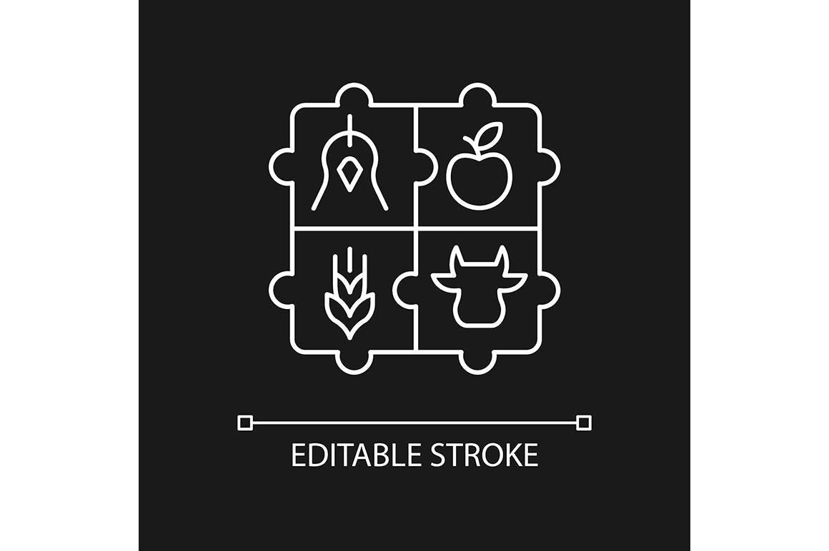 Agriculture related linear icons set for dark and light mode