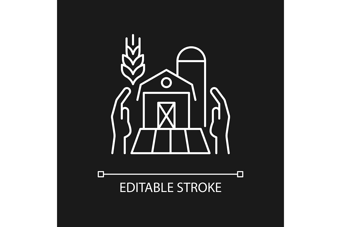 Agriculture related linear icons set for dark and light mode