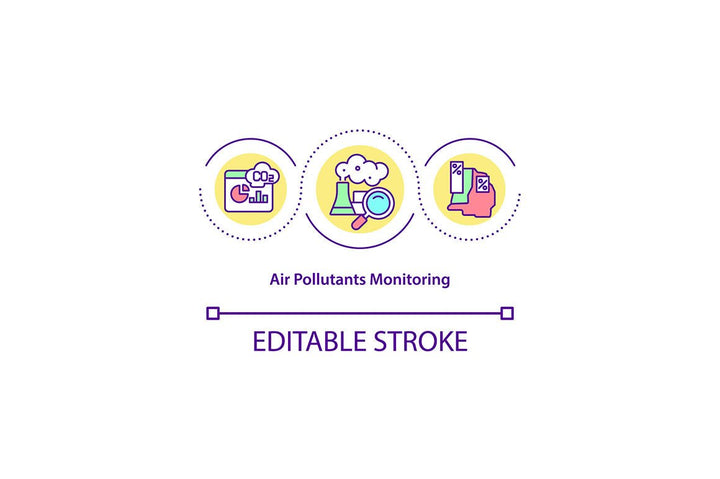 Air Pollutants Monitoring Icons Bundle