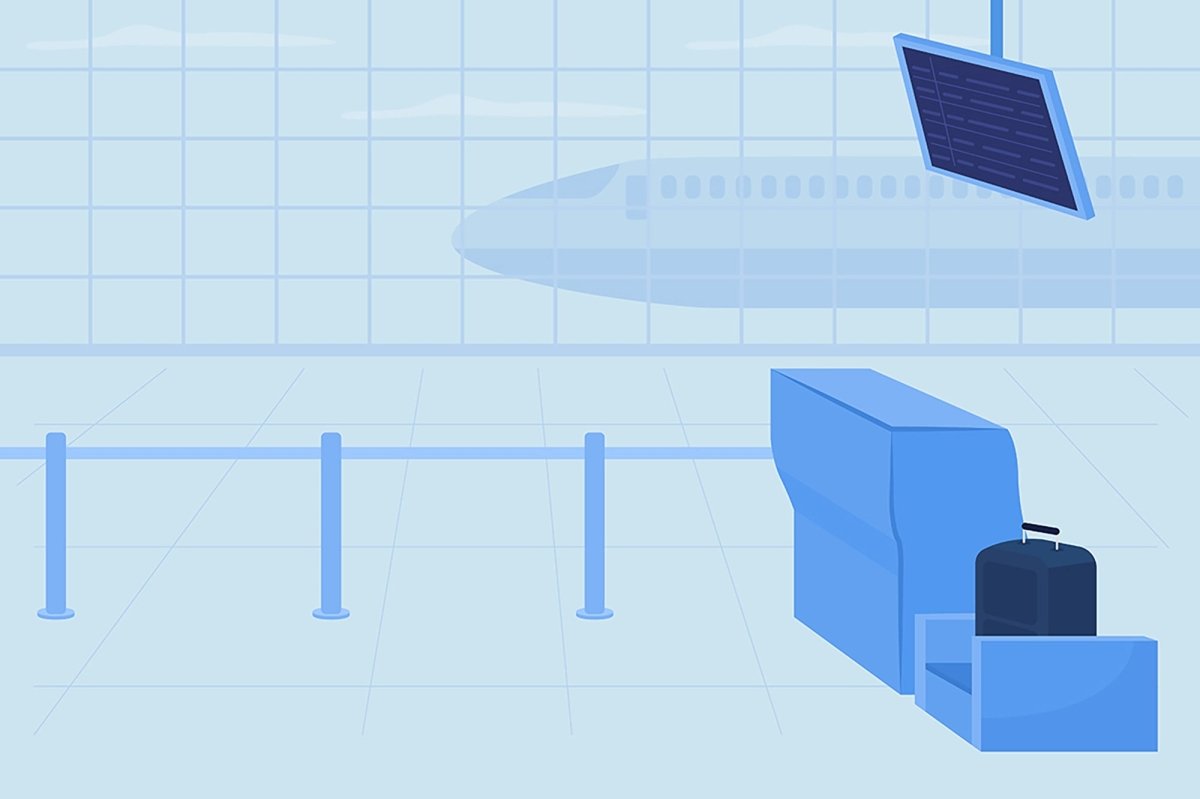 Airport place flat color vector illustrations