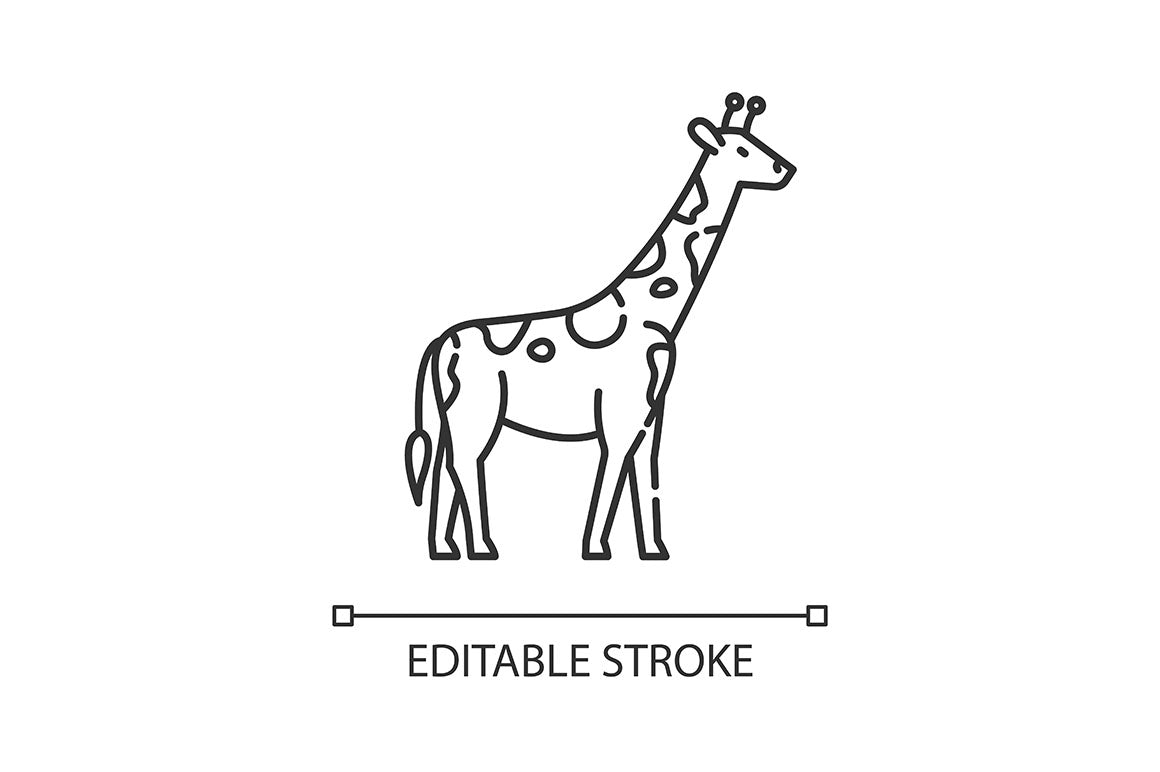 Animals pixel perfect linear icons set
