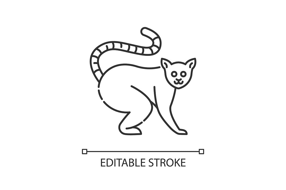 Animals pixel perfect linear icons set