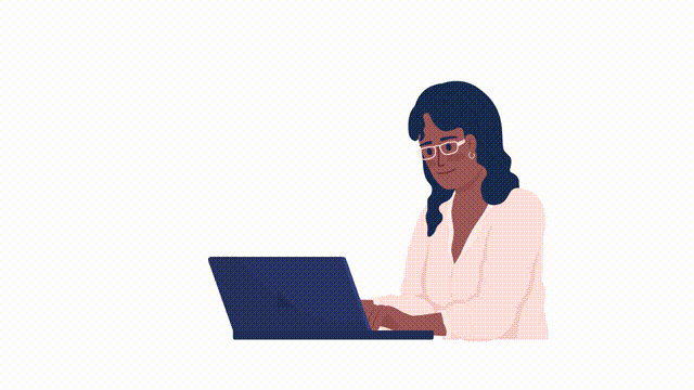 Animated female coder character. Programming job. Half body flat person 4k video footage with alpha channel. System engineer. Color cartoon style illustration for motion graphic design and animation