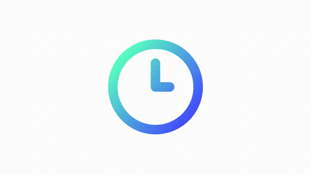 Animated timepiece gradient ui icon. Waiting time. Alarm clock. Seamless loop 4k video with alpha channel on transparent background. Line color user interface symbol motion graphic animation