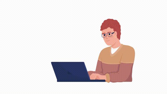 Animated web developer character. Half body flat person 4k video footage with alpha channel. Software engineering. Color cartoon style illustration for motion graphic design and animation