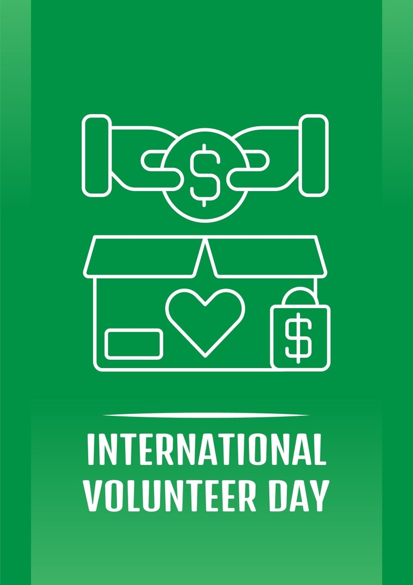 Annual volunteer week celebration postcard with linear glyph icon set