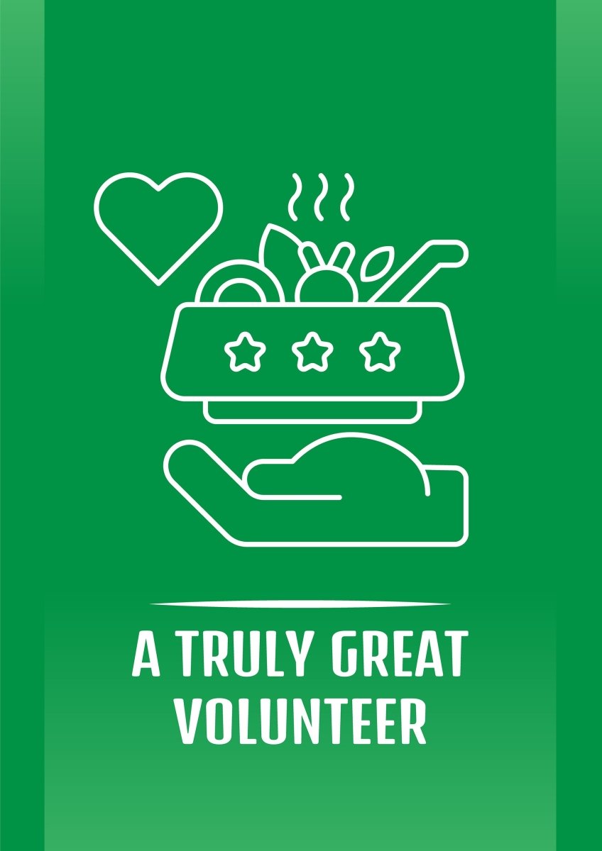 Annual volunteer week celebration postcard with linear glyph icon set