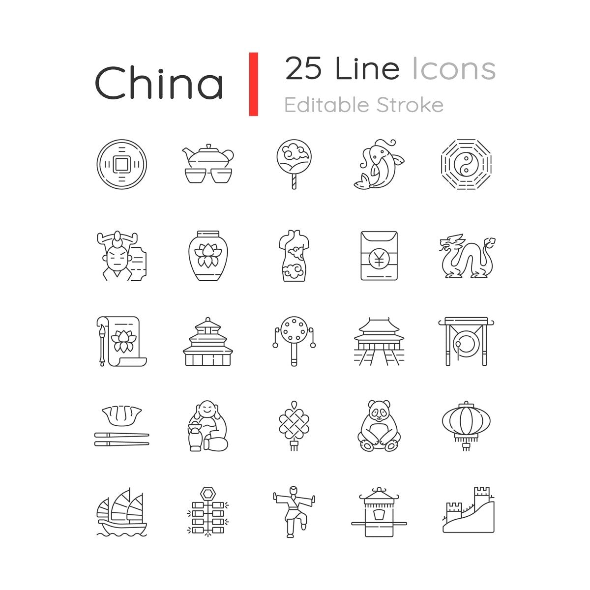 Asia Travel Icons bundle