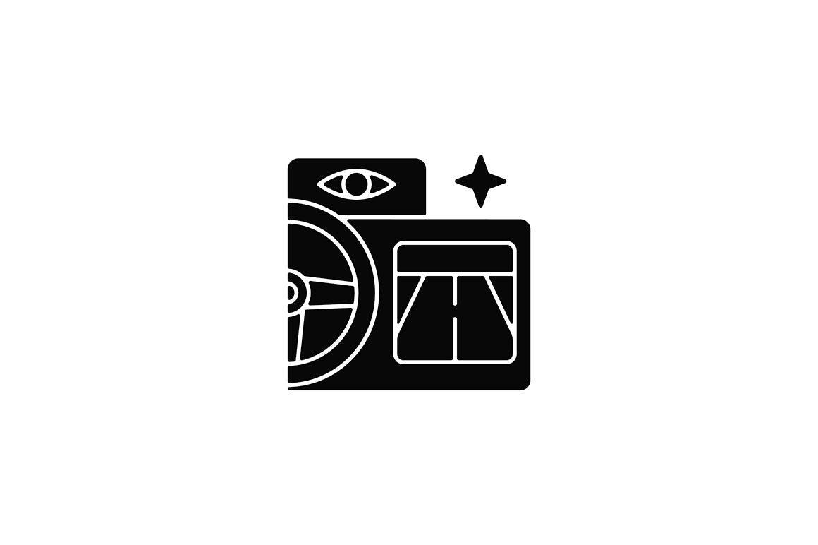 Auto racing black glyph icons set on white space