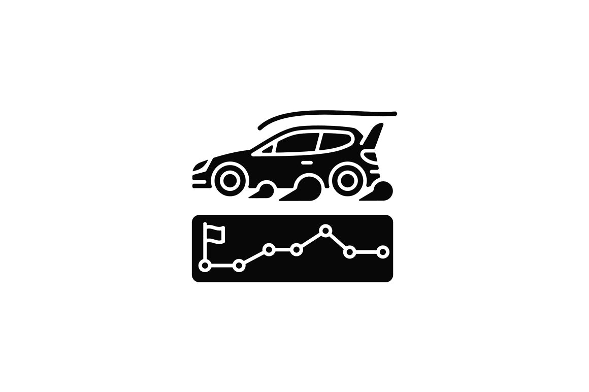 Auto racing black glyph icons set on white space