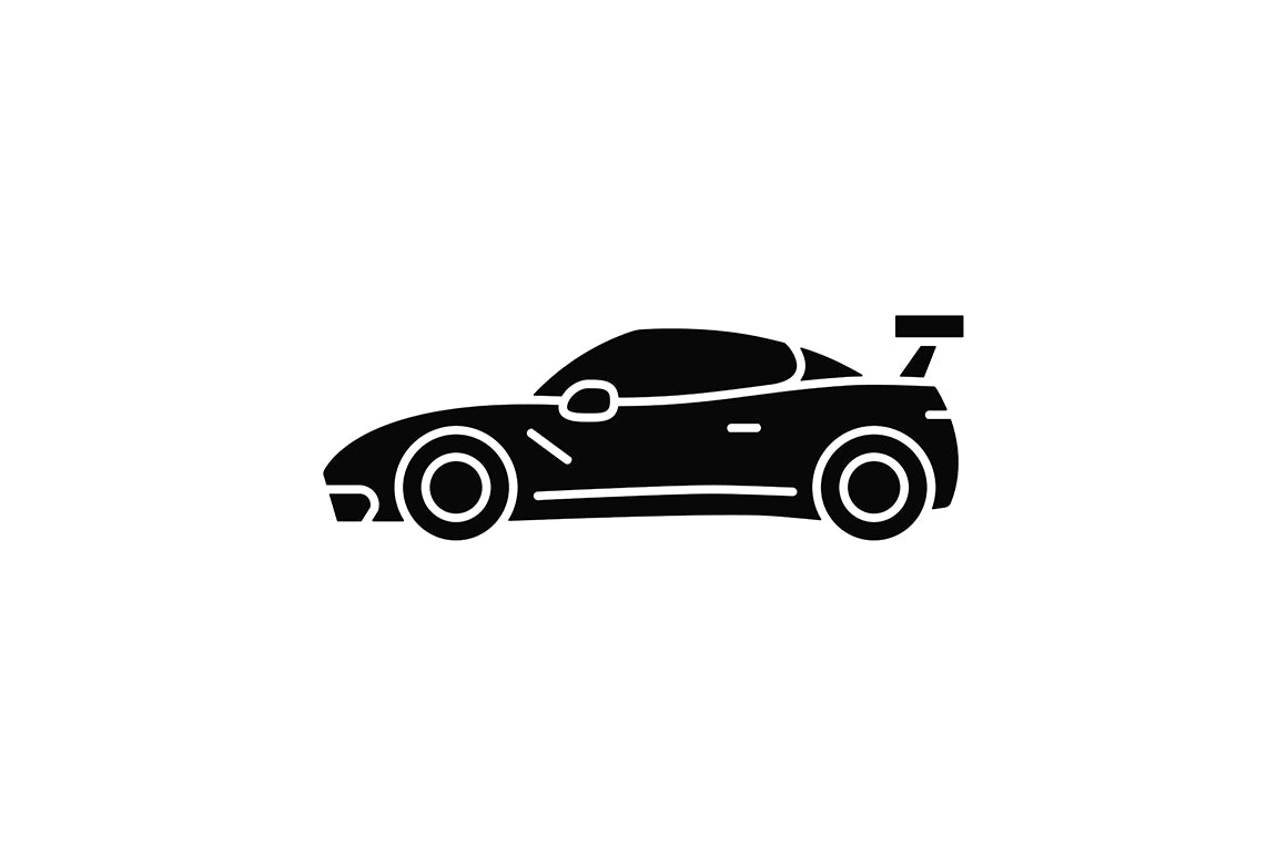 Auto racing black glyph icons set on white space