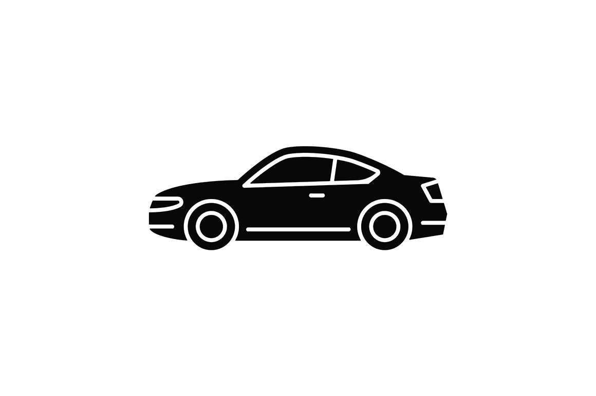 Auto racing black glyph icons set on white space