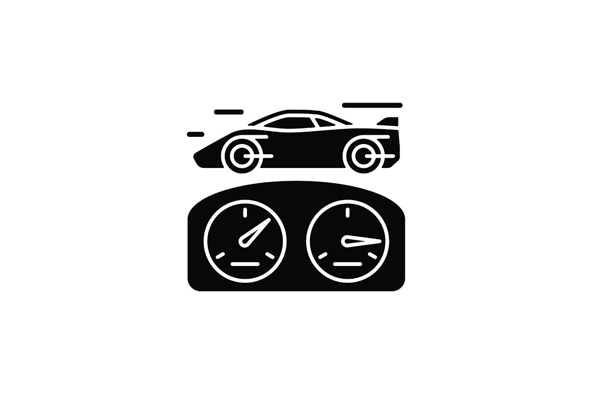 Auto racing black glyph icons set on white space