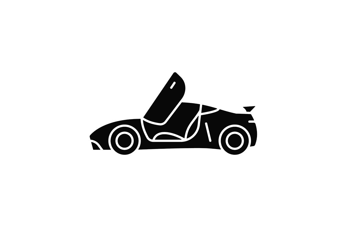 Auto racing black glyph icons set on white space