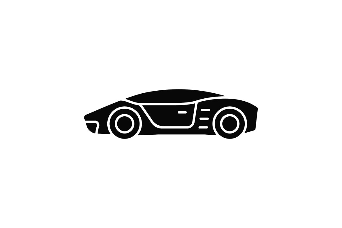 Auto racing black glyph icons set on white space