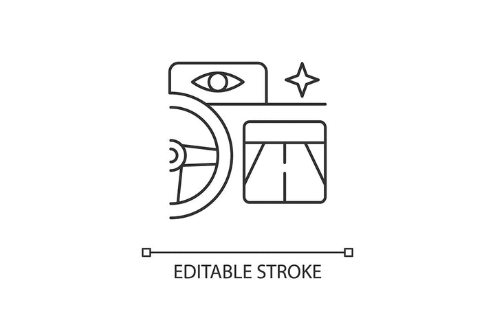 Auto racing linear icons set for dark and light mode