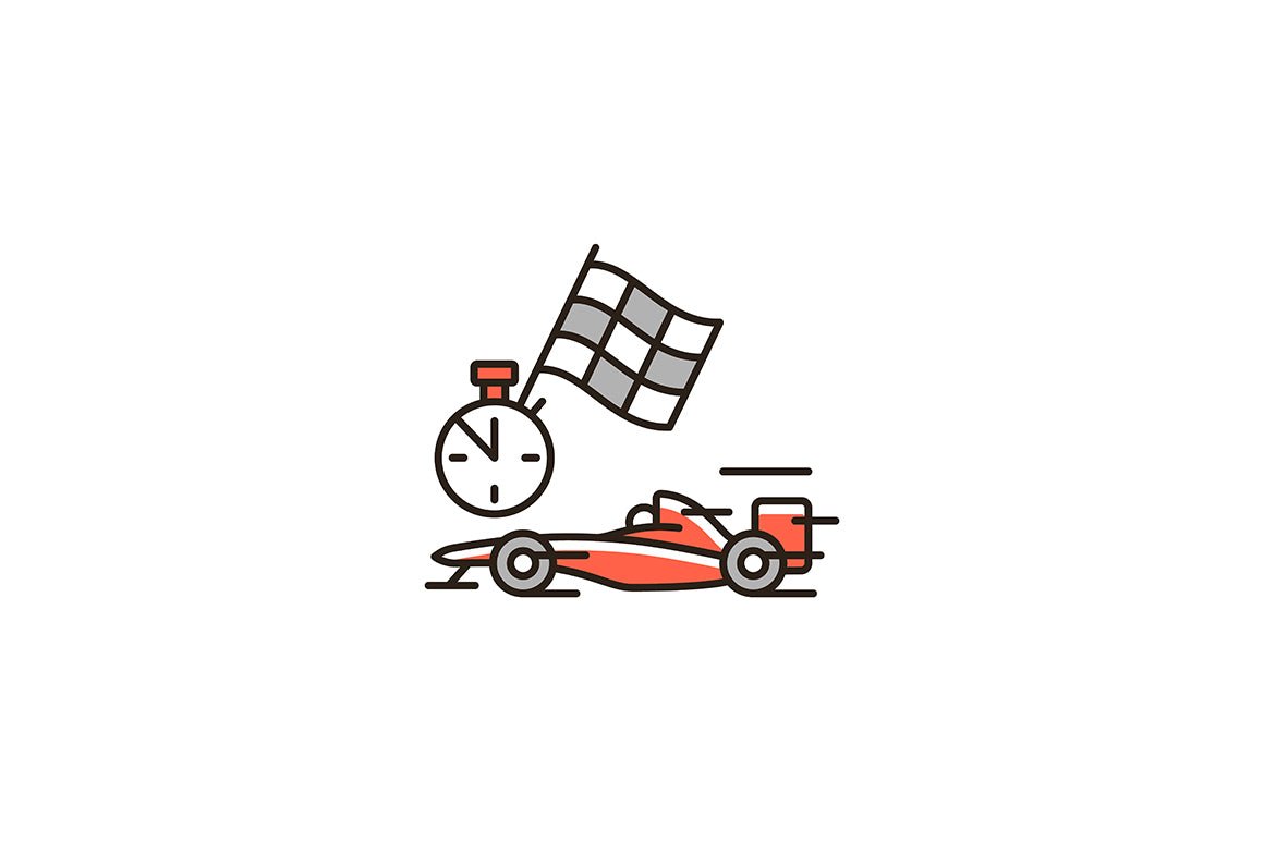 Auto racing RGB color icons set