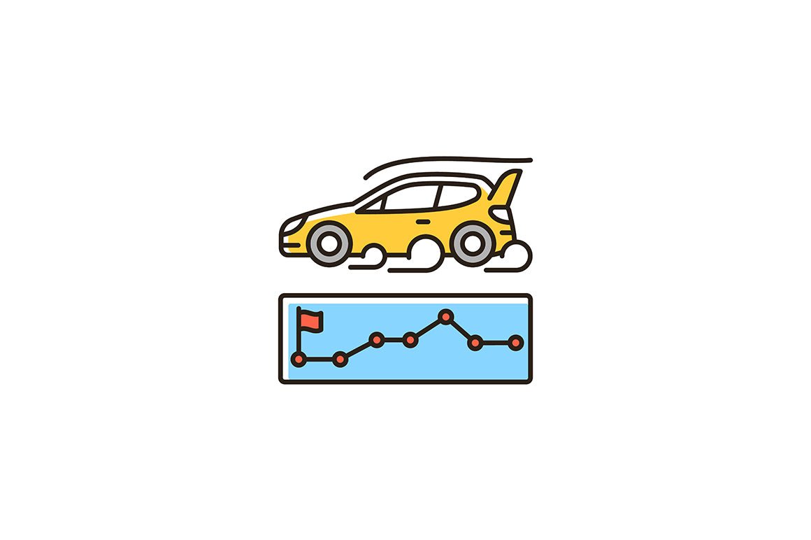 Auto racing RGB color icons set