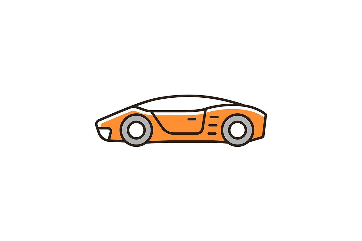 Auto racing RGB color icons set