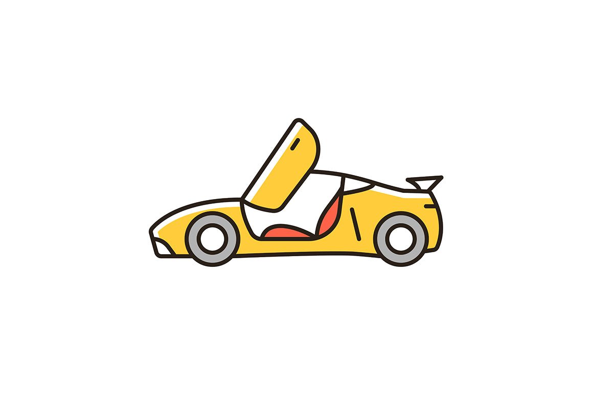 Auto racing RGB color icons set