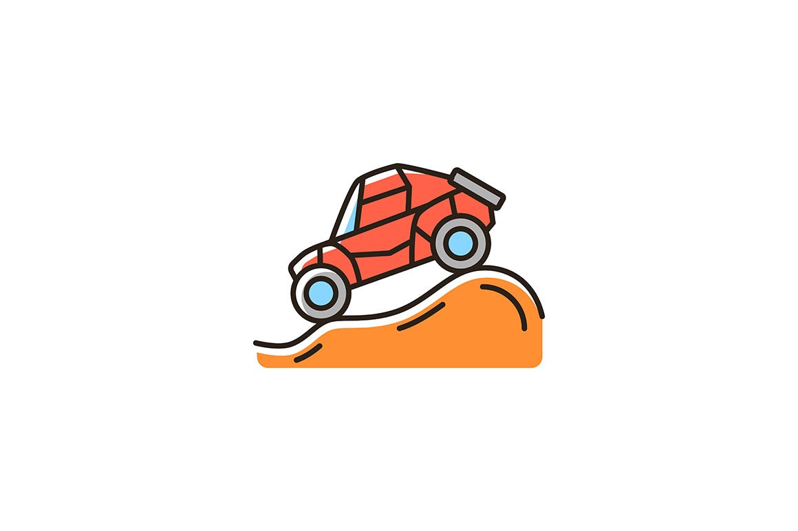Auto racing RGB color icons set