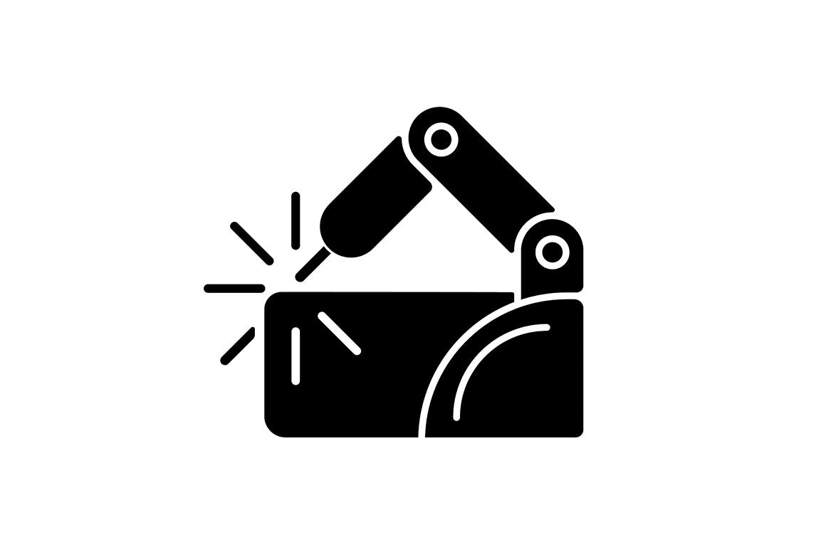 Automation black glyph icons set