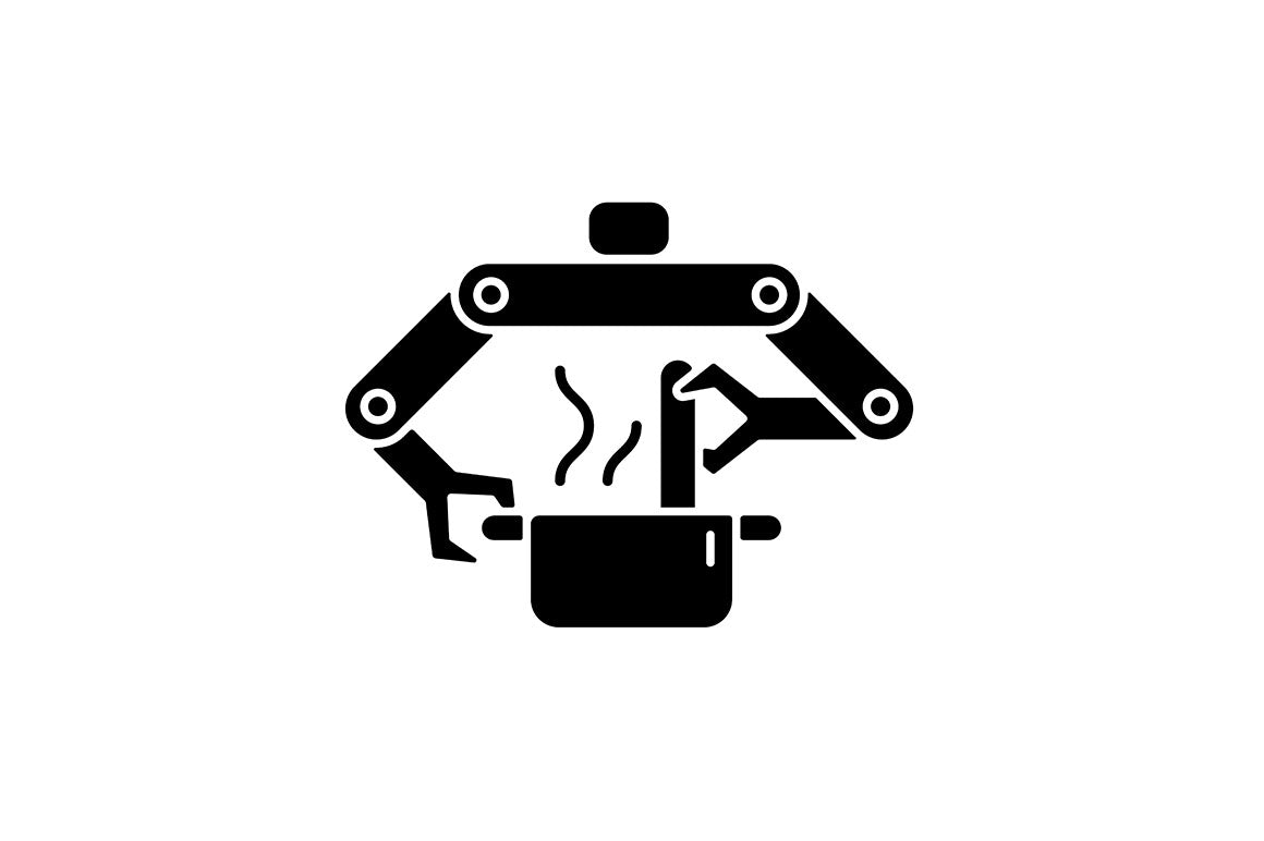 Automation black glyph icons set