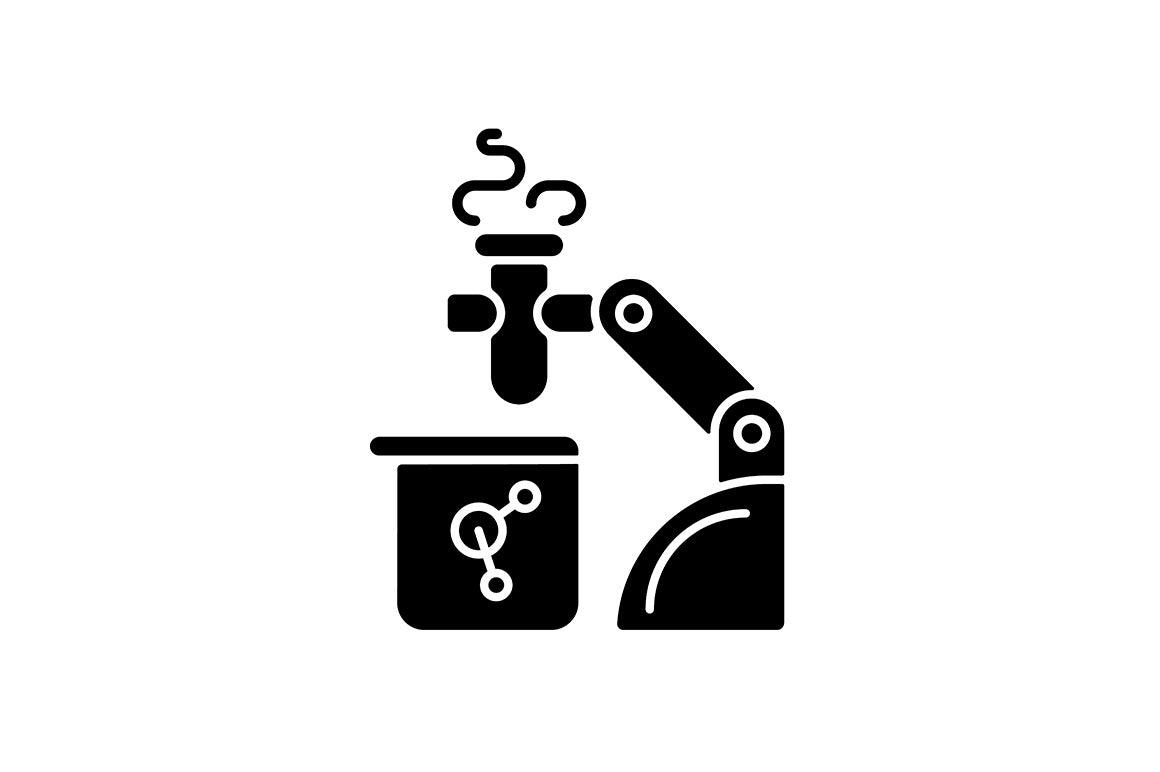 Automation black glyph icons set