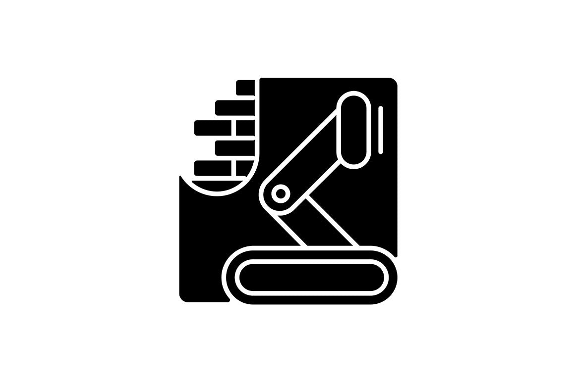 Automation black glyph icons set