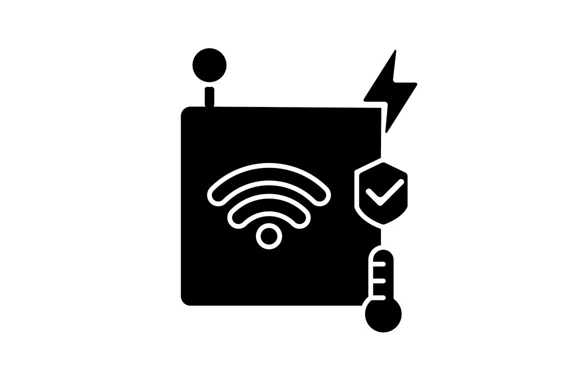 Automation black glyph icons set