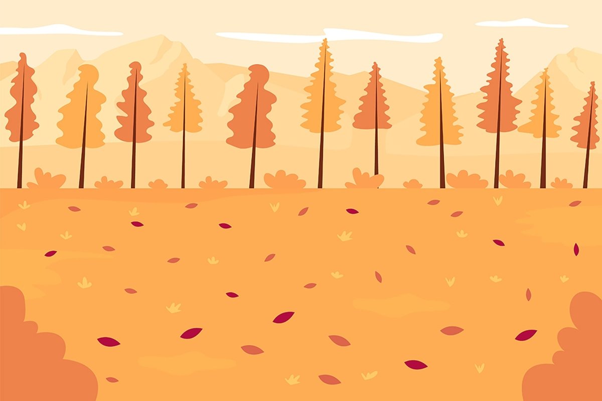 Autumn camping flat color vector illustration set