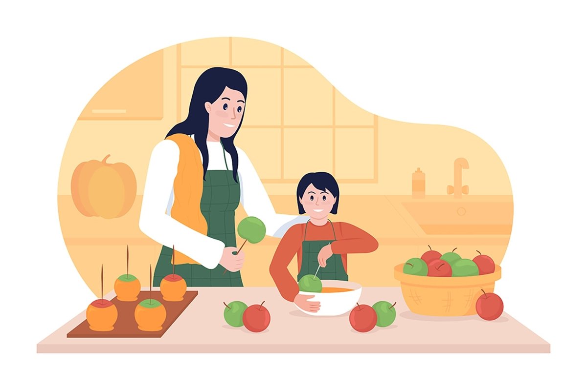 Autumn dishes flat color vector illustrations