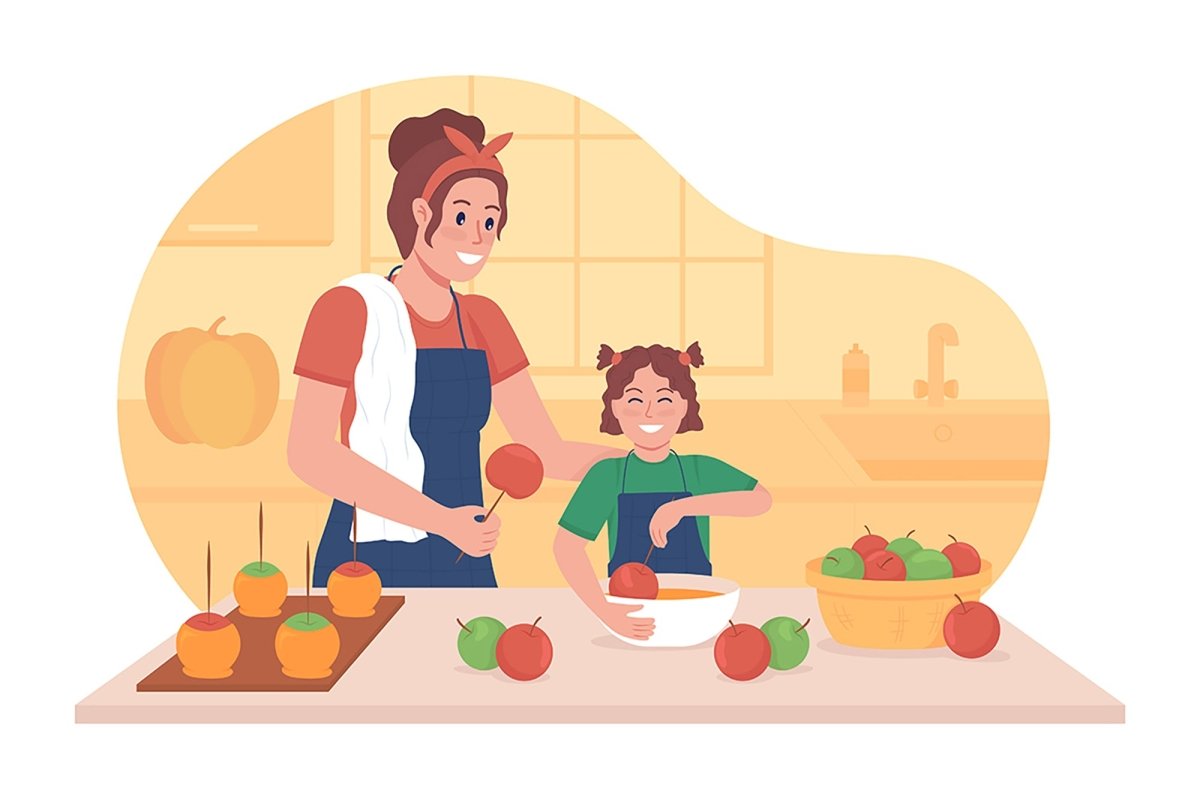 Autumn dishes flat color vector illustrations