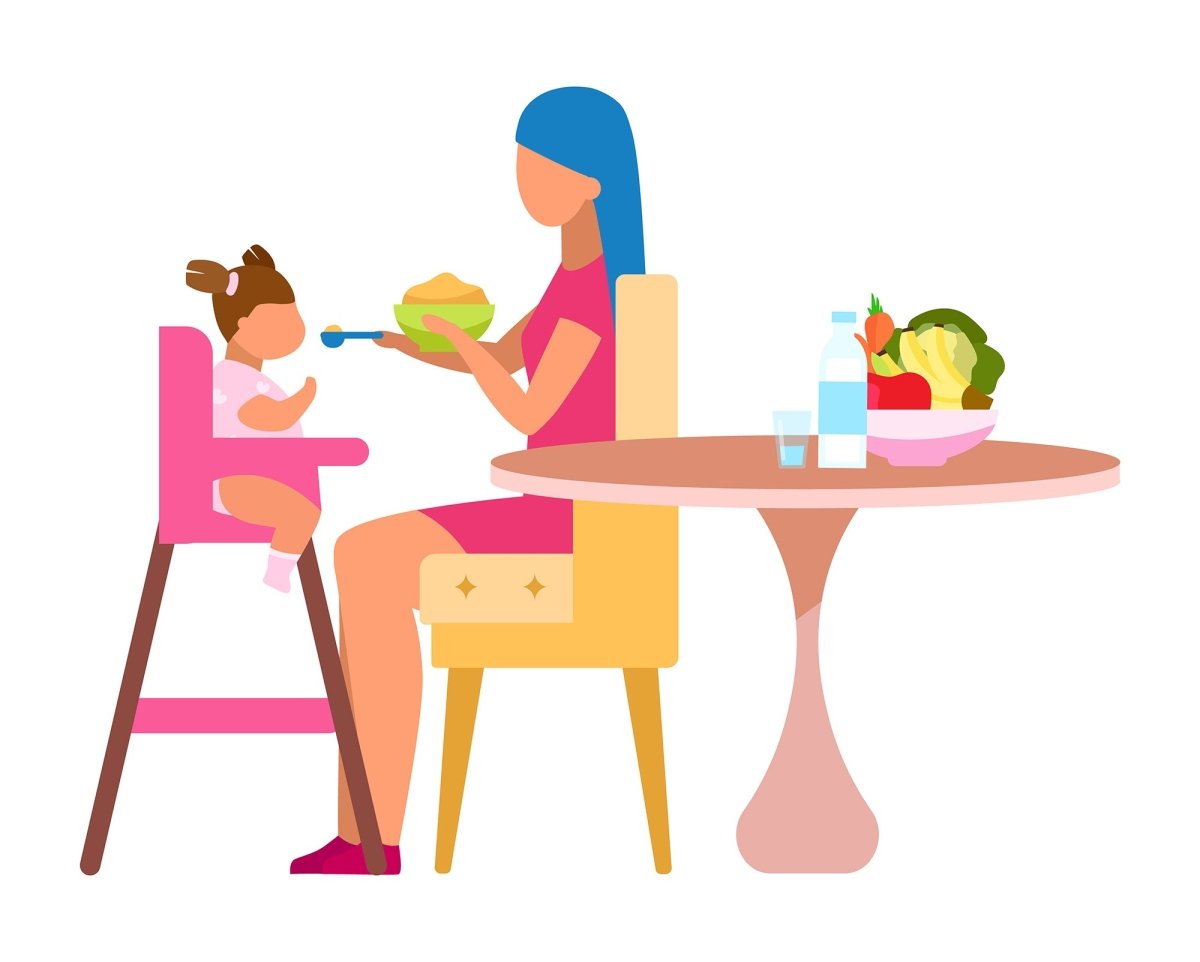 Baby weight control flat vector illustrations set