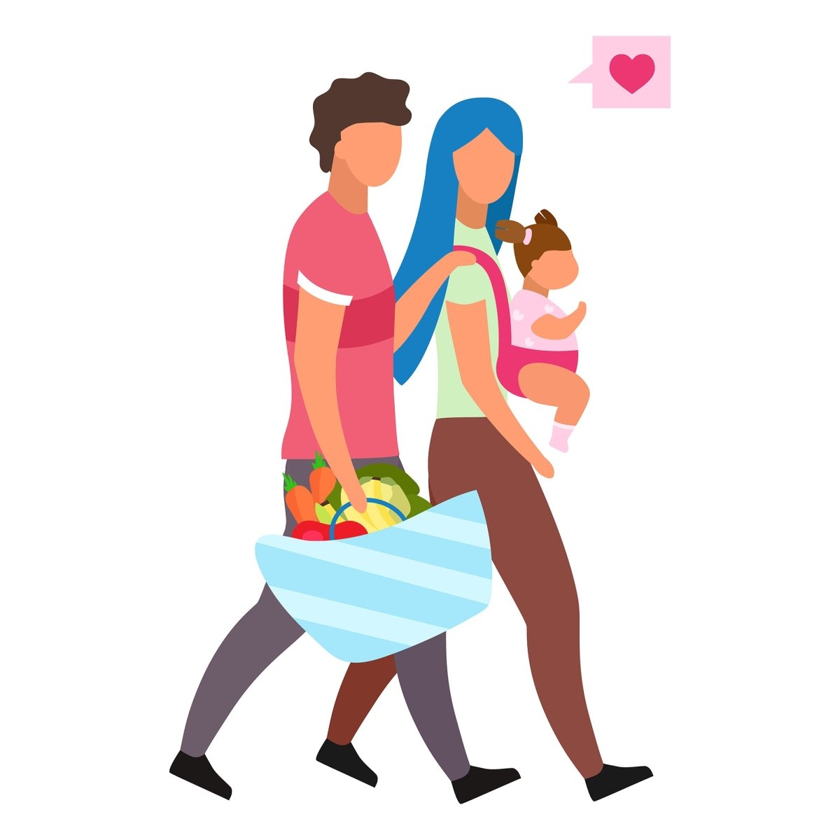 Baby weight control flat vector illustrations set