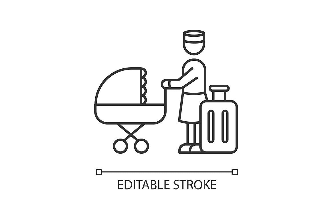 Babysitter service pixel perfect linear icons set