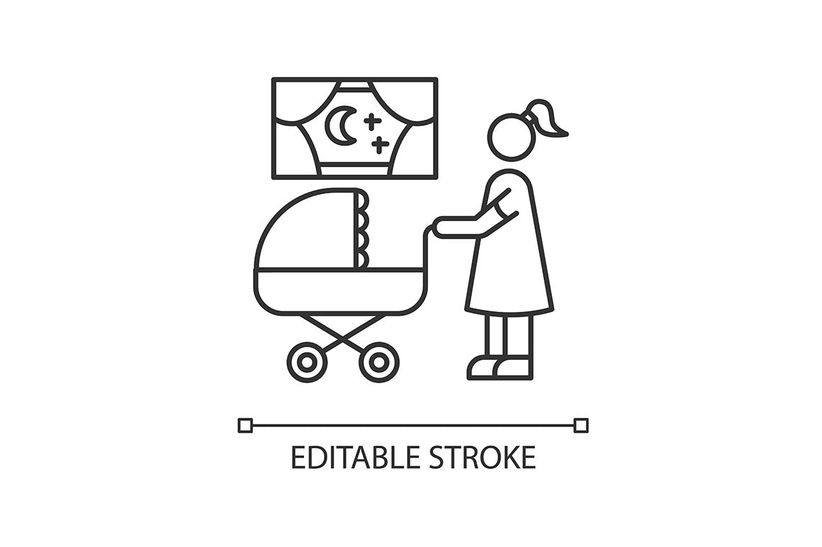 Babysitter service pixel perfect linear icons set