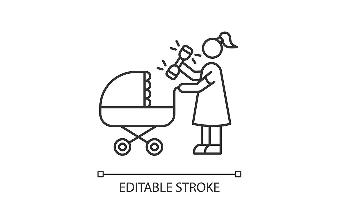 Babysitter service pixel perfect linear icons set