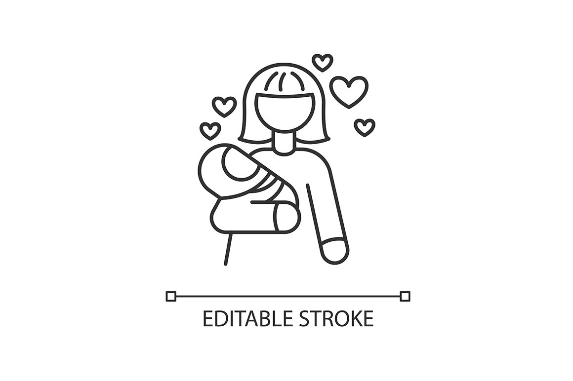 Babysitter service pixel perfect linear icons set
