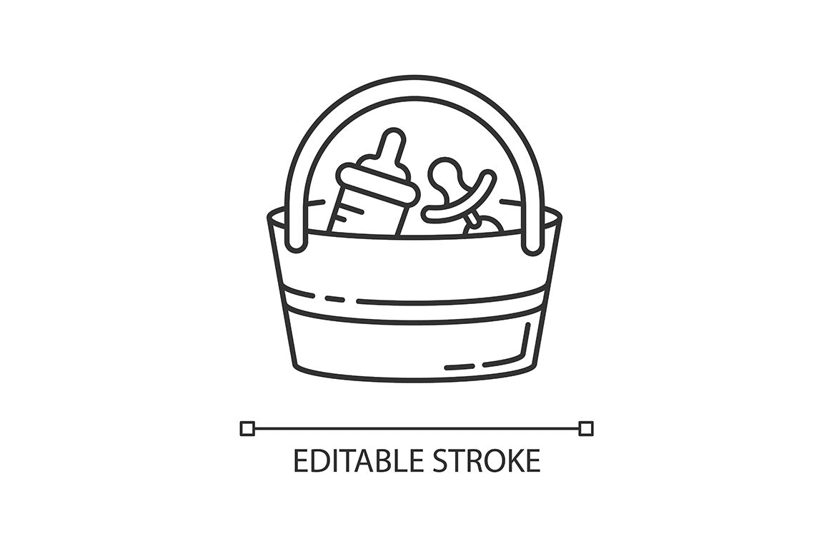 Babysitter service pixel perfect linear icons set