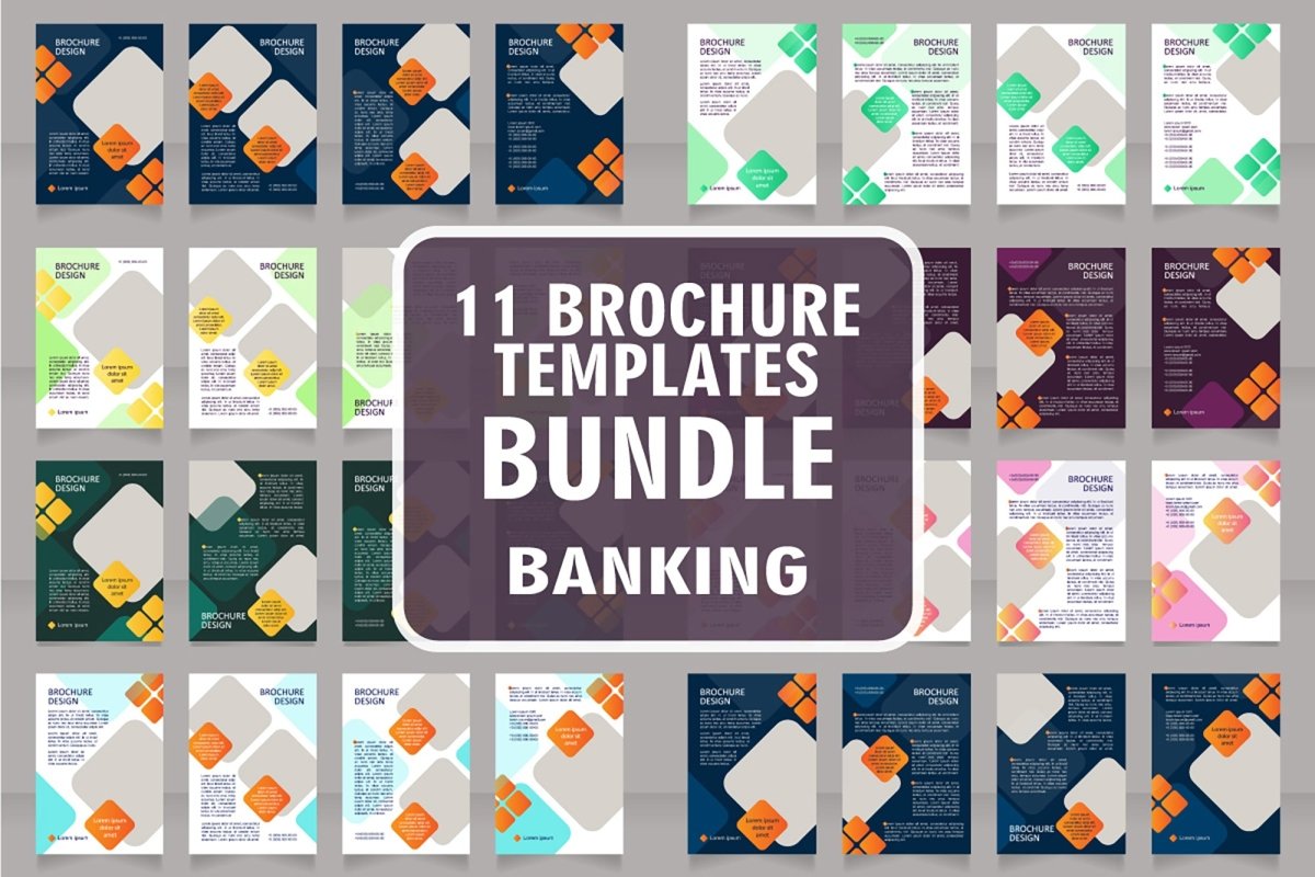 Banking service blank brochure design bundle