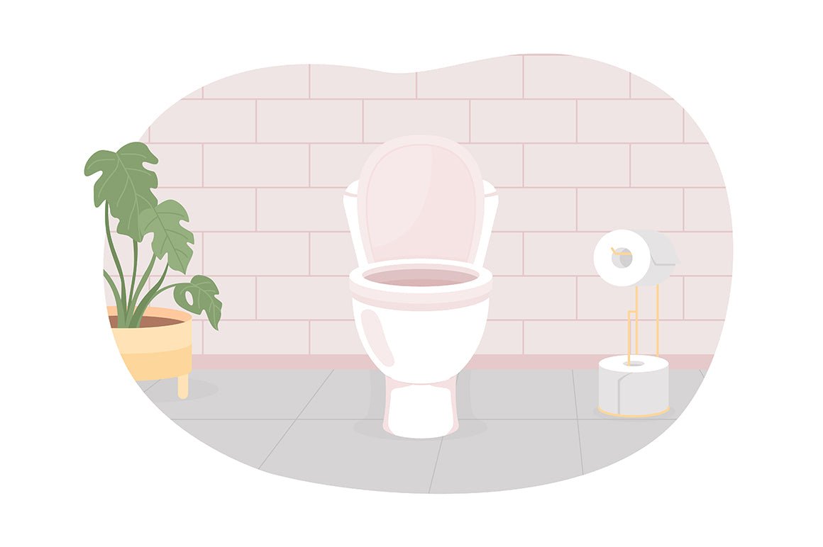 Bathrooms and water closets flat color vector illustrations set